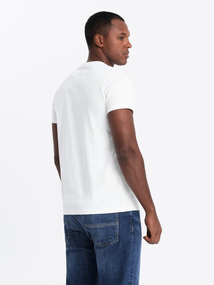 Vyriški medvilniniai marškinėliai su dvigubu logotipu - balti V1 OM-TSPT-0210
