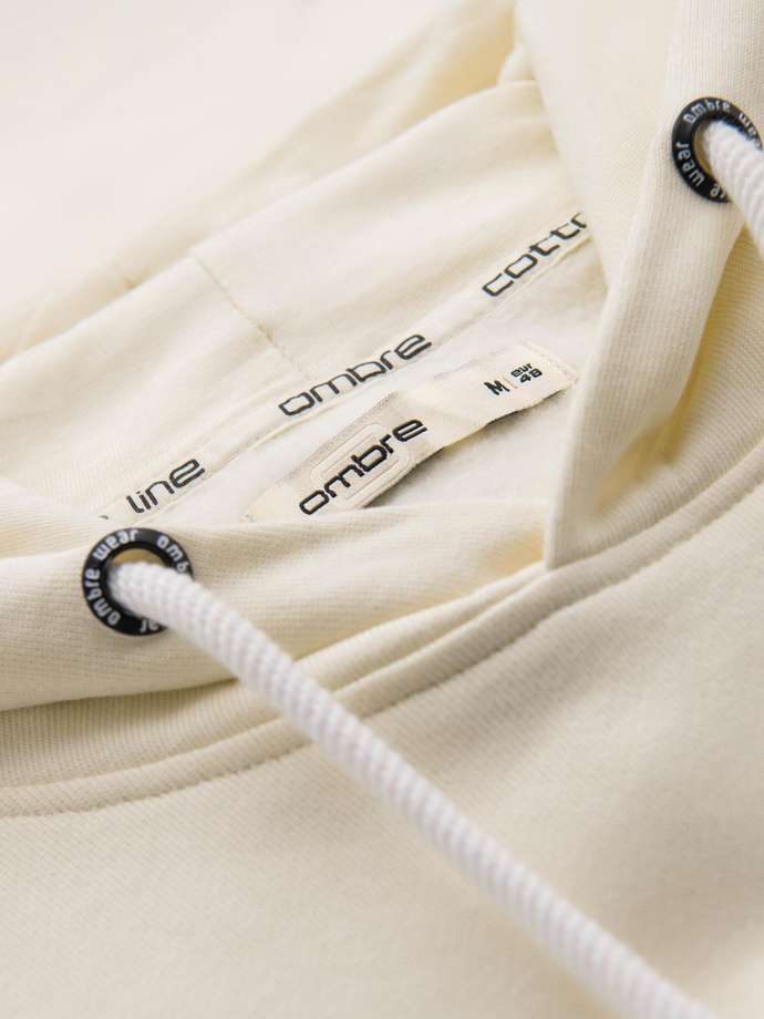 Men's BASIC kangaroo hooded sweatshirt - cream V11 B1674