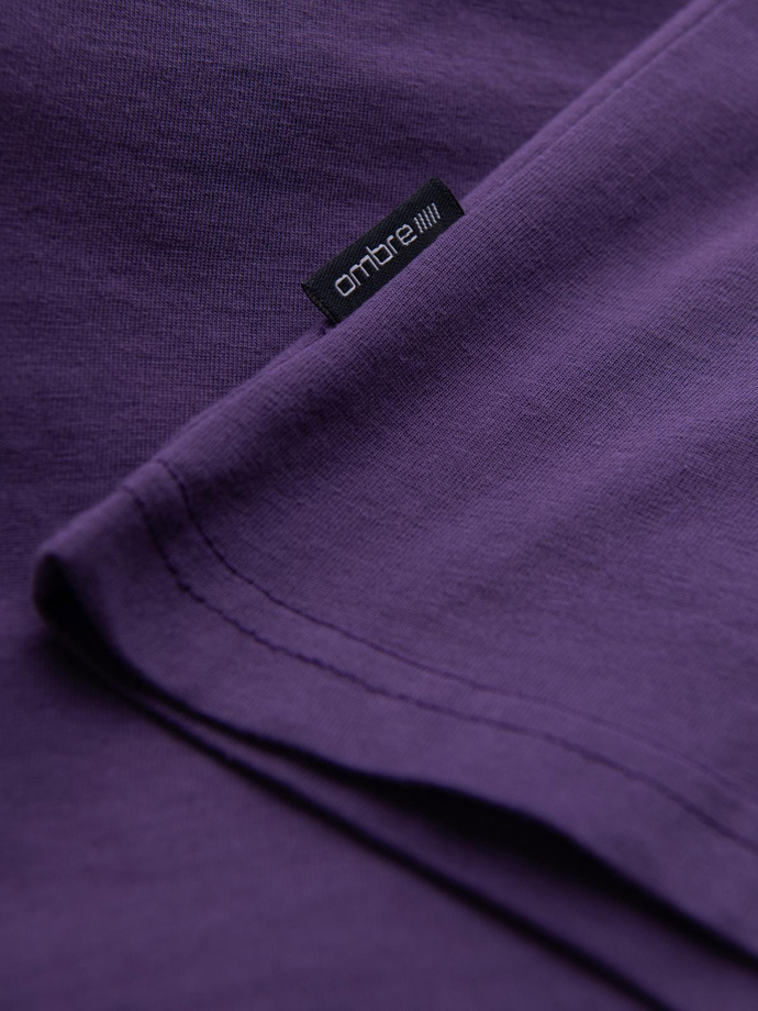 Tricou clasic BASIC din bumbac pentru bărbați - violet V13 OM-TSBS-0146