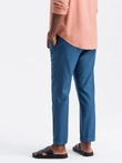 Men's linen blend chino roll-up pants - blue denim V5 OM-PACP-0198