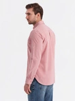 Men's REGULAR FIT cotton shirt with pocket - pink V3 OM-SHOS-0153