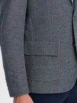 Men's blazer with elbow patches - navy blue V2 OM-BLZB-0108
