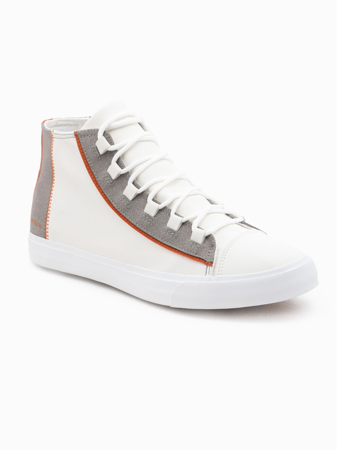 Men's sneakers shoes with contrasting elements - white V1 OM-FOTH-0140