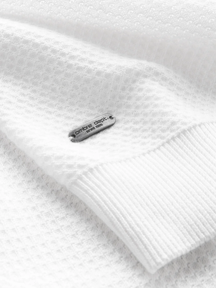 Men's RELAXED FIT knit sweater in diamond weave - broken white V1 OM-SWSW-0110