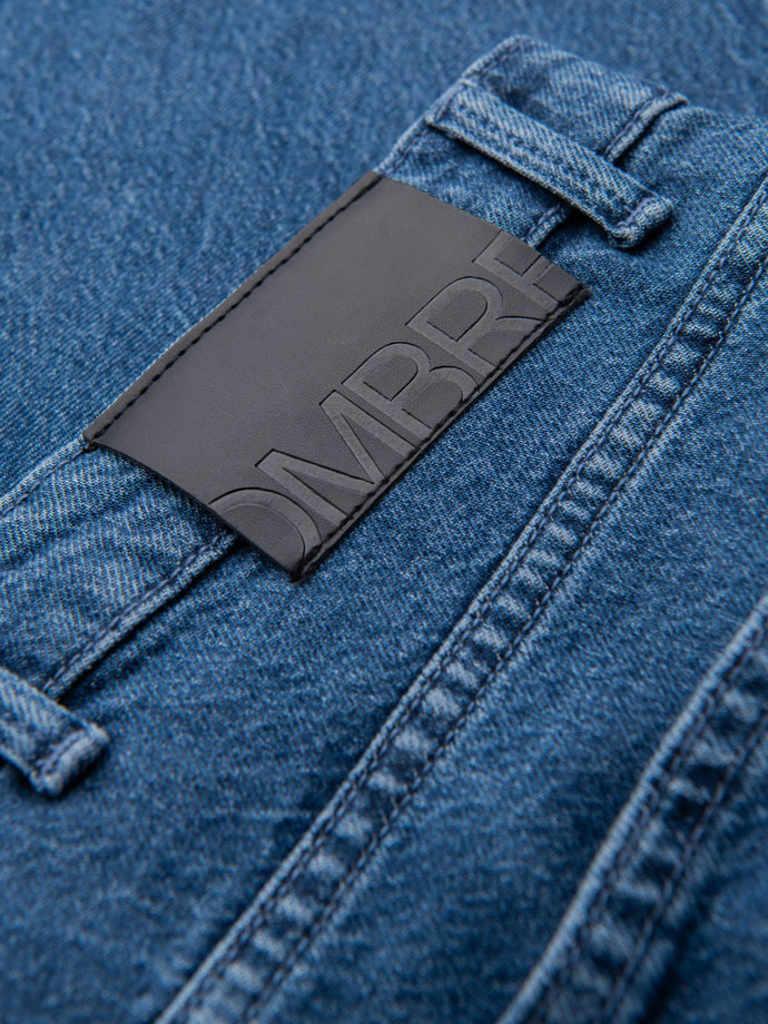 Marbled men's denim pants CARROT FIT - dark blue V2 OM-PADP-0225