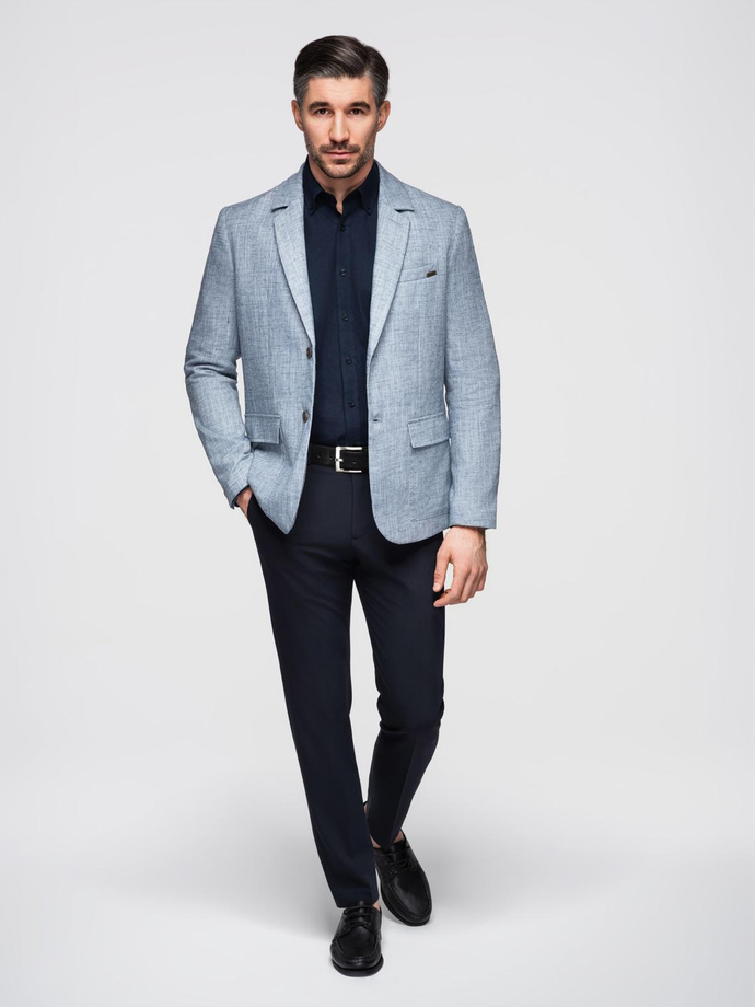 Blazer bărbătesc cu croială REGULAR cu in - albastru deschis V3 OM-BLZB-0128