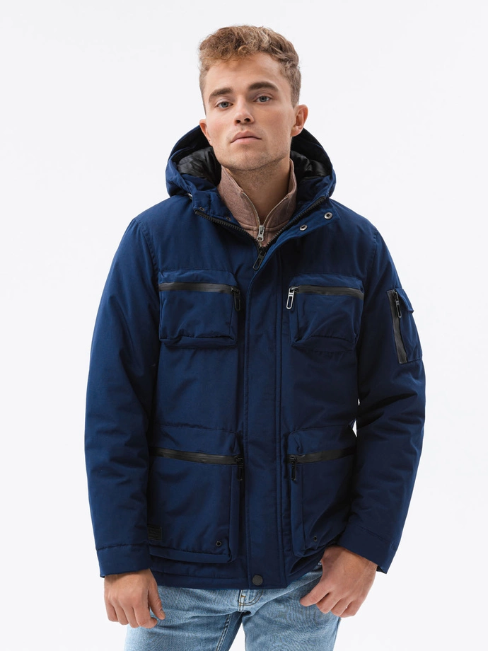 Men's winter quilted jacket - navy C450