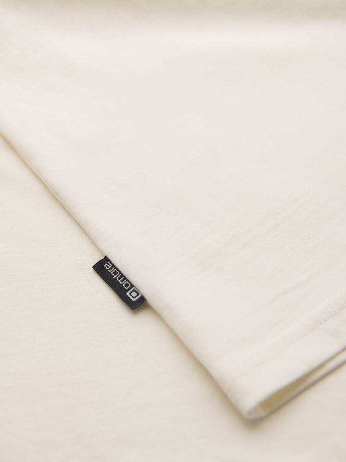 Tricou casual pentru bărbați cu buzunar peticit - crem V8 OM-TSCT-0109