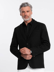 Men's casual blazer with decorative buttons on cuffs - black V3 OM-BLZB-0118