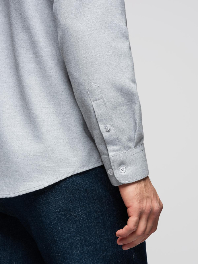 Men's REGULAR FIT shirt with pocket - gray V1 OM-SHCS-0148