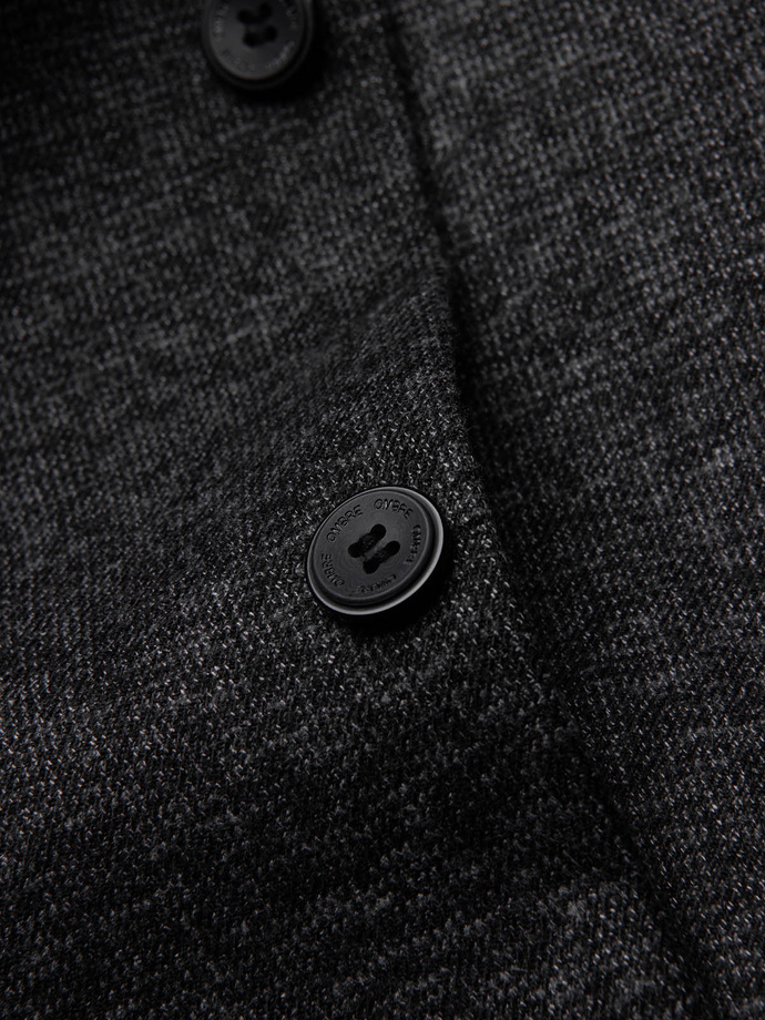 Men's casual blazer with decorative pin on lapel - graphite melange V2 OM-BLZB-0120