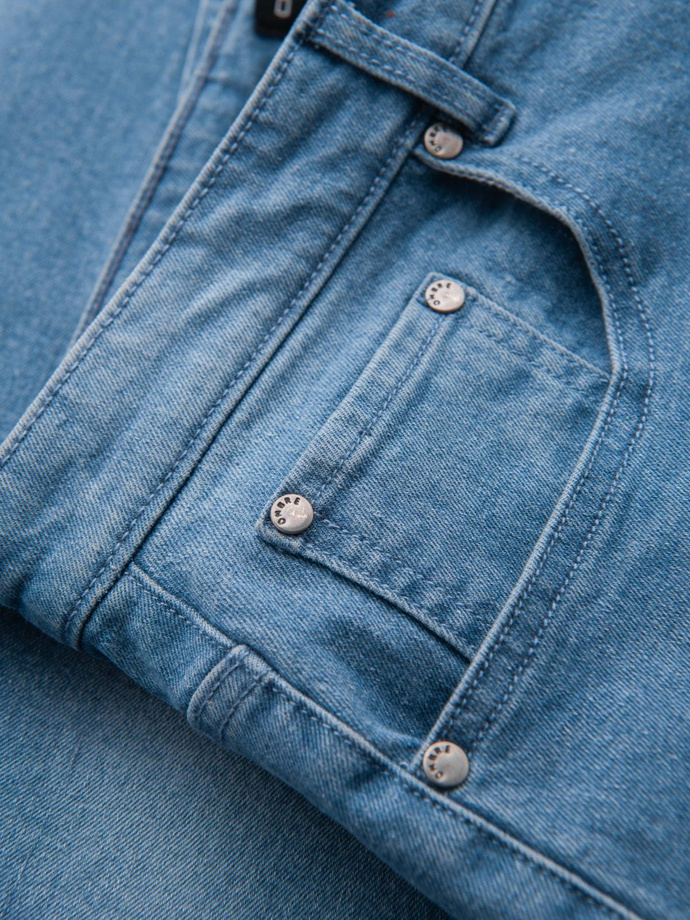 Pánske džínsové šortky s ohrnutou nohavicou - modré V2 OM-SRDS-0164