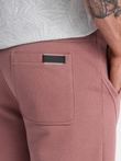 Men's BASIC cotton jogger sweatpants - dark pink V4 OM-PABS-0174