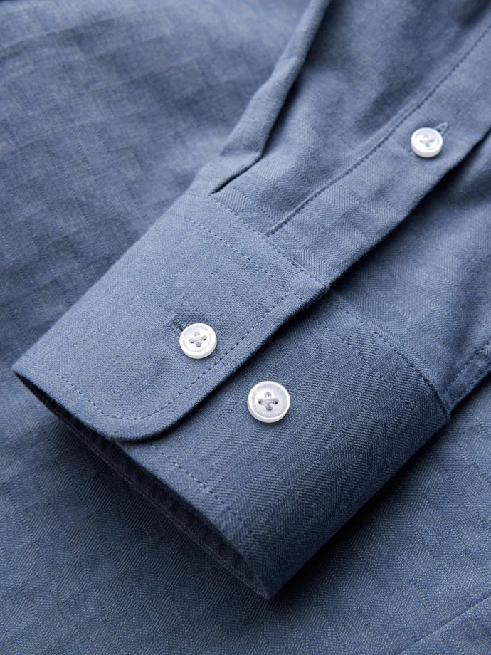 Pánská košile SLIM FIT z dekorativní tkaniny - modrá V1 OM-SHCS-0175