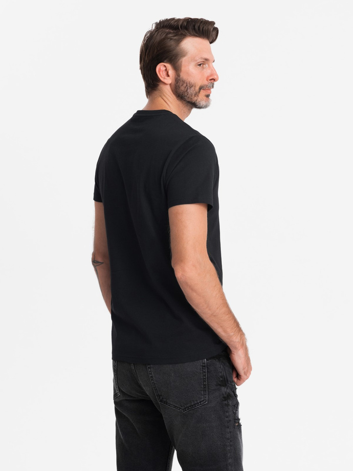 Men's cotton t-shirt with double printed logo - black V2 OM-TSPT-0211