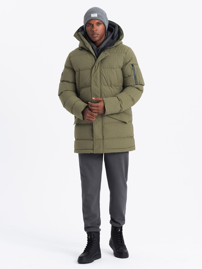 Outdoorová dlhá pánska bunda parka - olivová V4 OM-JALJ-0201
