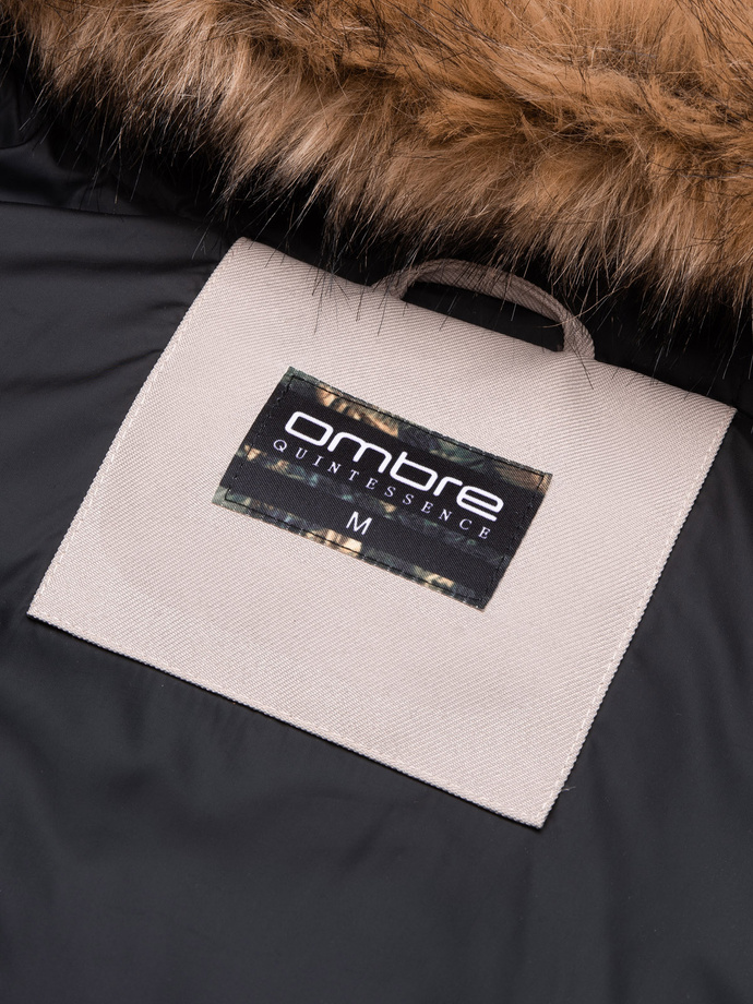 Men's winter parka jacket - beige V5 OM-JALJ-0132