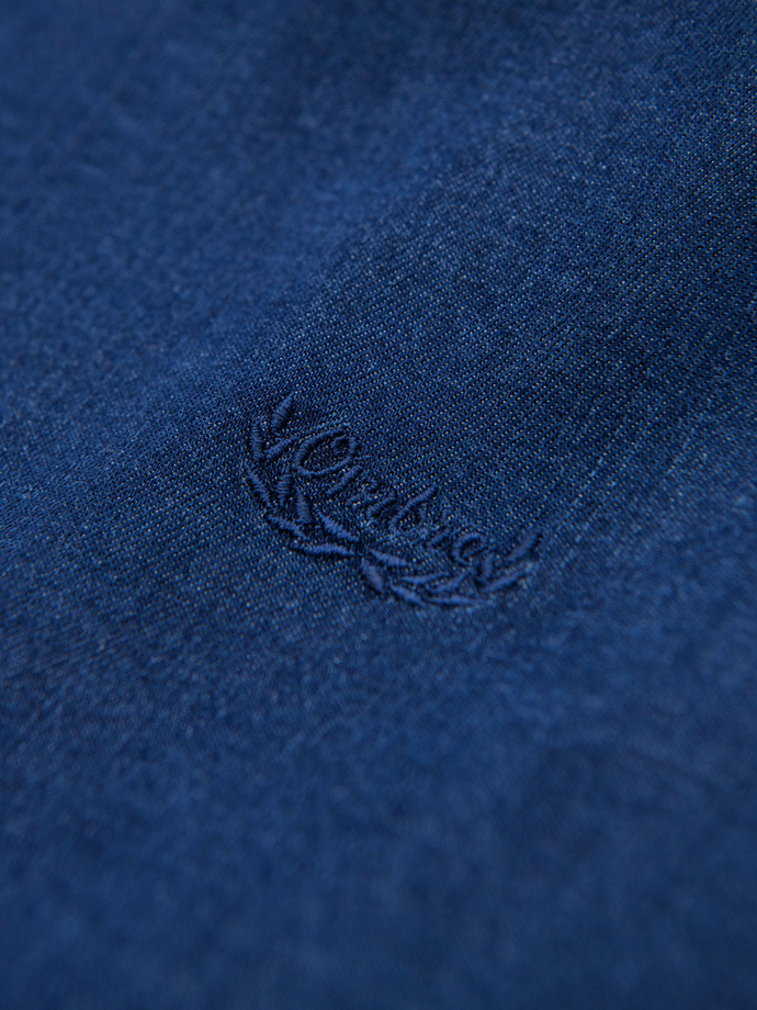 Cămașă bărbătească din bumbac cu model SLIM FIT - albastru marin V6 OM-SHCS-0151