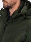 Men's winter jacket with unusual quilting - dark green V2 OM-JAHP-0127