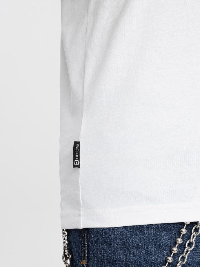 Set of shirts with V neckline and elastane and subtle logo 3-pack - 3x white V2 Z100