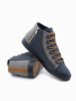 Pantofi sport pentru bărbați cu contrast - albastru marin V2 OM-FOTH-0140