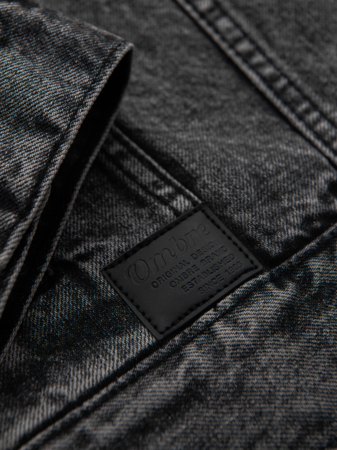 Men's denim katana jacket with washem - graphite V5 OM-JADJ-0219