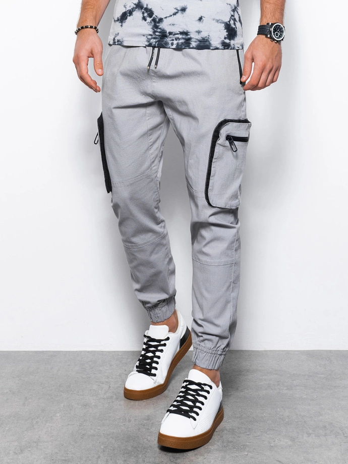 Pantaloni tip jogger pentru barbati - gri P960