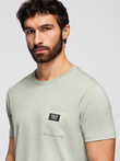 Tricou casual pentru bărbați cu buzunare aplicate - verde pal V2 OM-TSCT-0109
