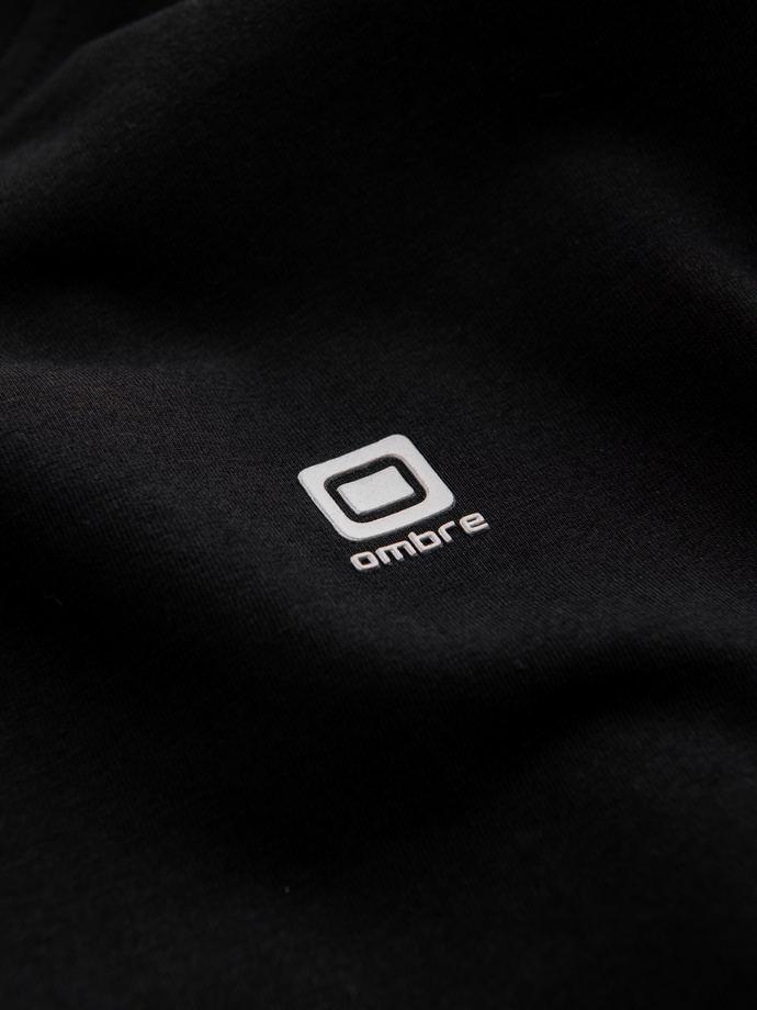 Bărbați semnătură elastan longsleeve cu decolteu rotund - negru V3 OM-LSCL-0102