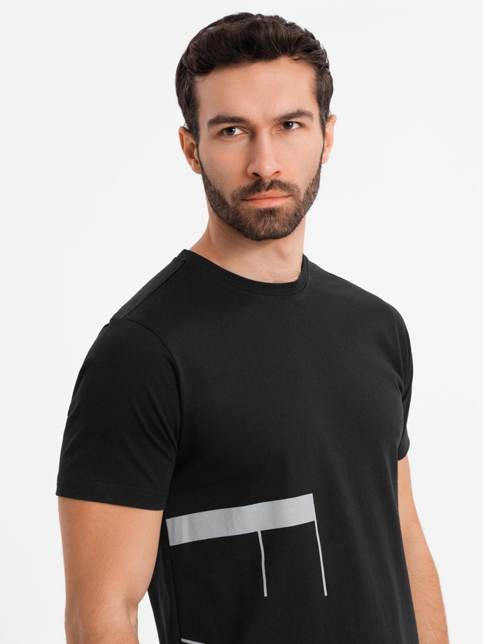 Tricou bărbătesc din bumbac cu logo dublu imprimat - alb V1 OM-TSPT-0211