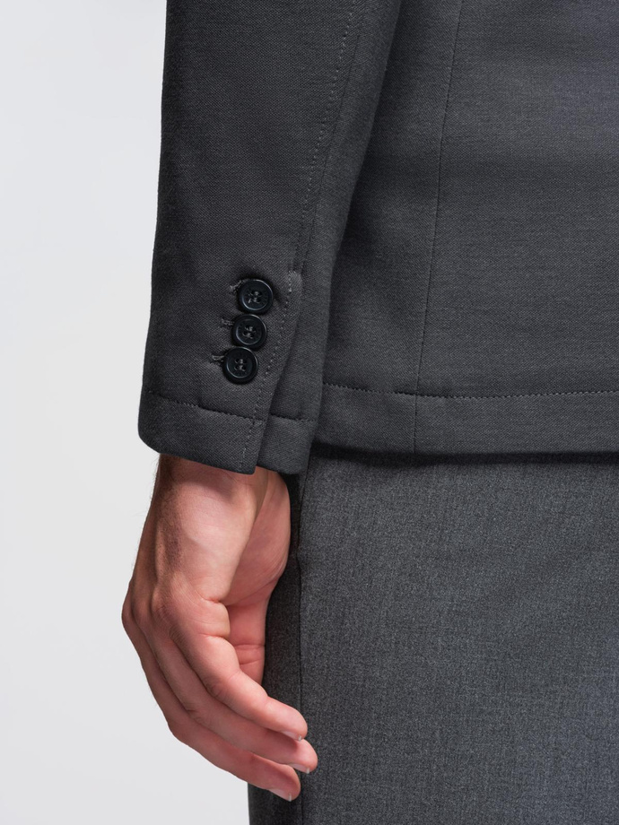 Jachetă SLIM pentru bărbați din tricot subtil structurat - grafit V1 OM-BLZB-0101