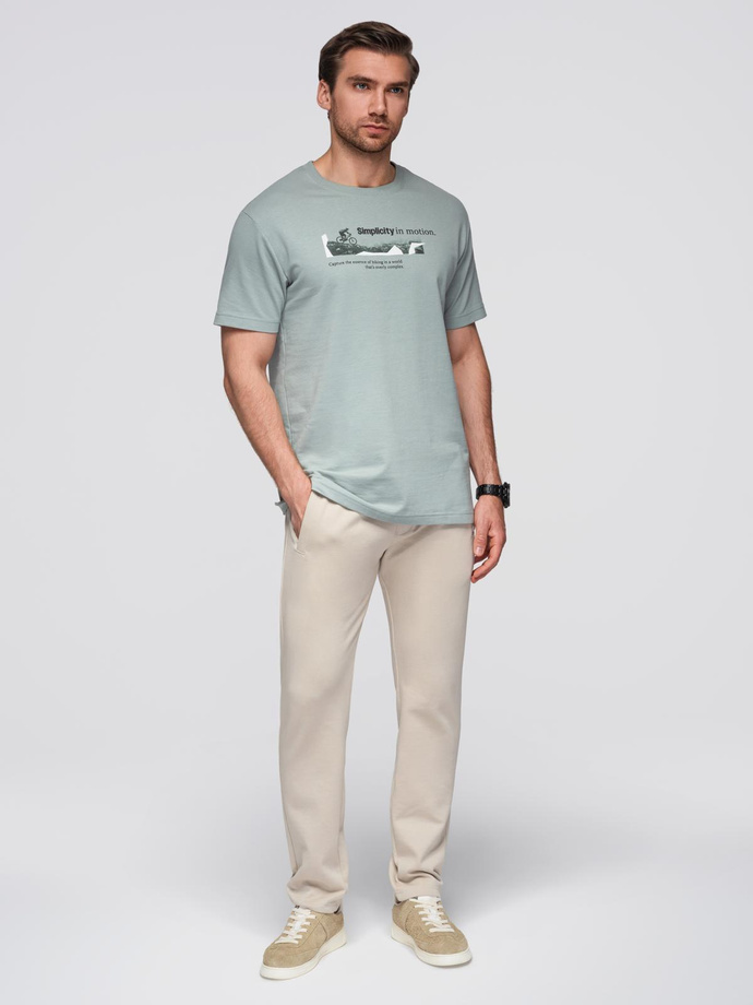 Men's sweatpants with unlined leg - light beige V1 OM-PABS-0206