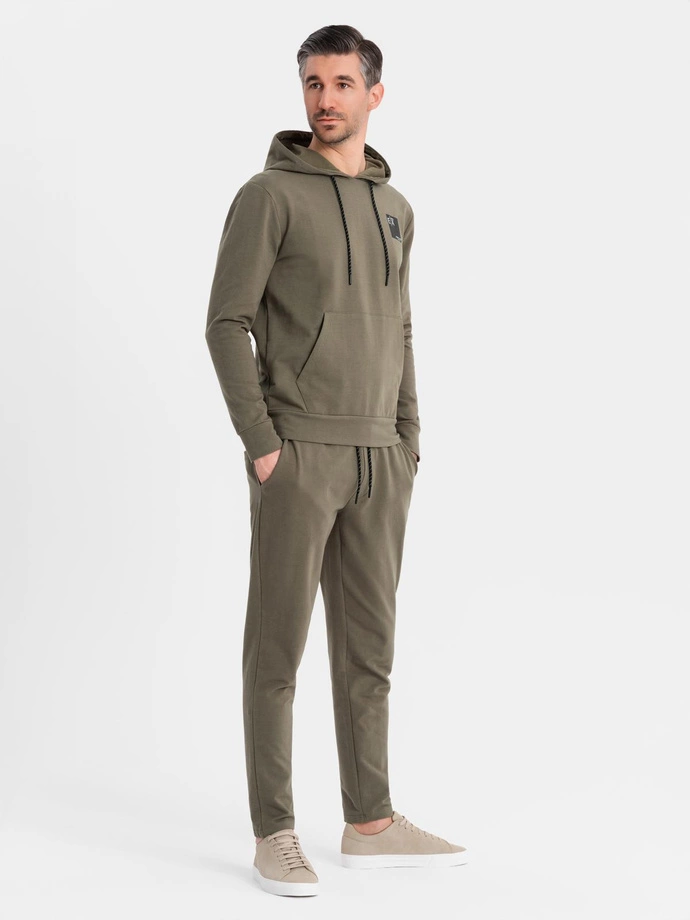 Men's sweatshirt set hoodie + sweatpants - olive V4 Z107 