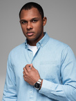 Cămașă bărbătească din bumbac cu model SLIM FIT - albastru marin V6 OM-SHCS-0151