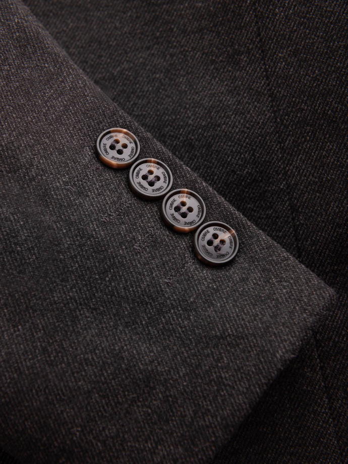 Men's melange rayon jacket with stand-up collar - black melange V5 OM-BLZB-0131