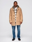 Men's wool and hooded duffle coat - light brown V1 OM-COWC-0131