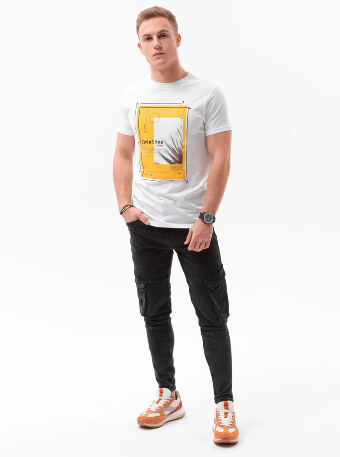 Men's printed t-shirt V-13A- white S1434