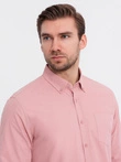 Men's REGULAR FIT cotton shirt with pocket - pink V3 OM-SHOS-0153