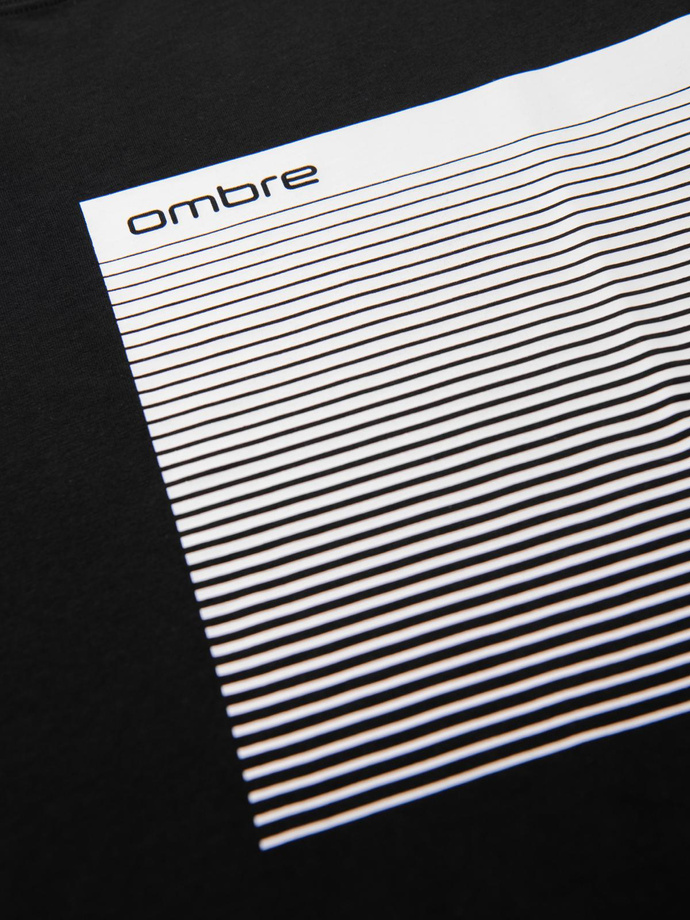 Tricou bărbătesc din bumbac cu imprimeu grafic - negru V2 OM-TSPT-0246
