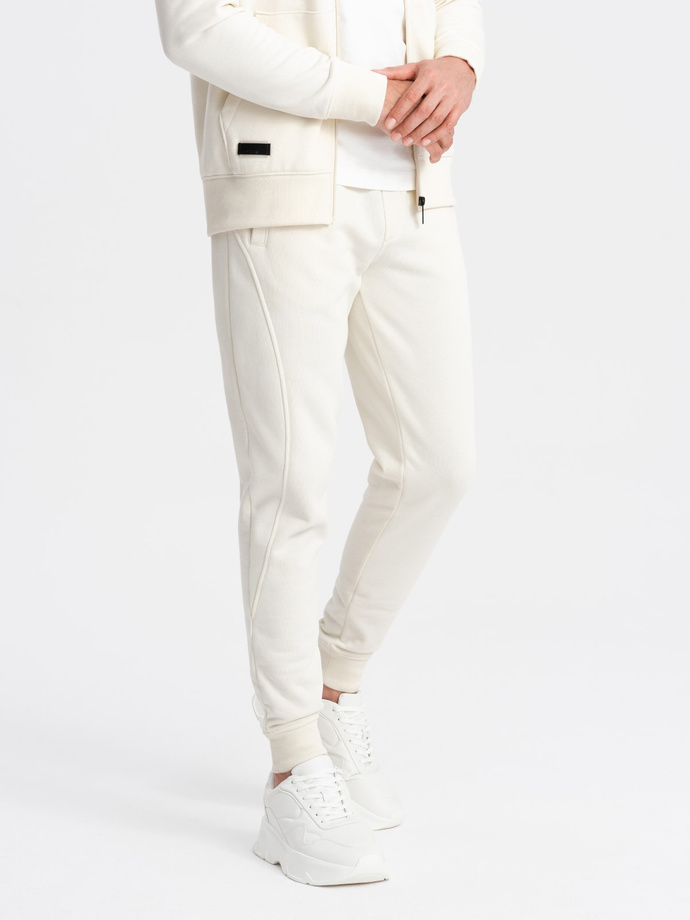 BASIC men's sweatshirt set unbuttoned sweatshirt + joggers - cream V5 Z86