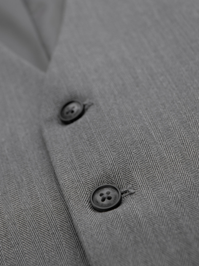 Elegantní pánská vesta SLIM FIT ve tvaru rybí kosti - šedá V1 OM-BLZV-0143