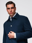 Men's long single-breasted coat with collar and undercoat - black V1 OM-COWC-0106