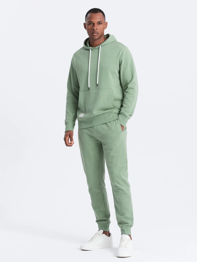 Men's sweatshirt set kangaroo sweatshirt + jogger pants - green V3 Z81