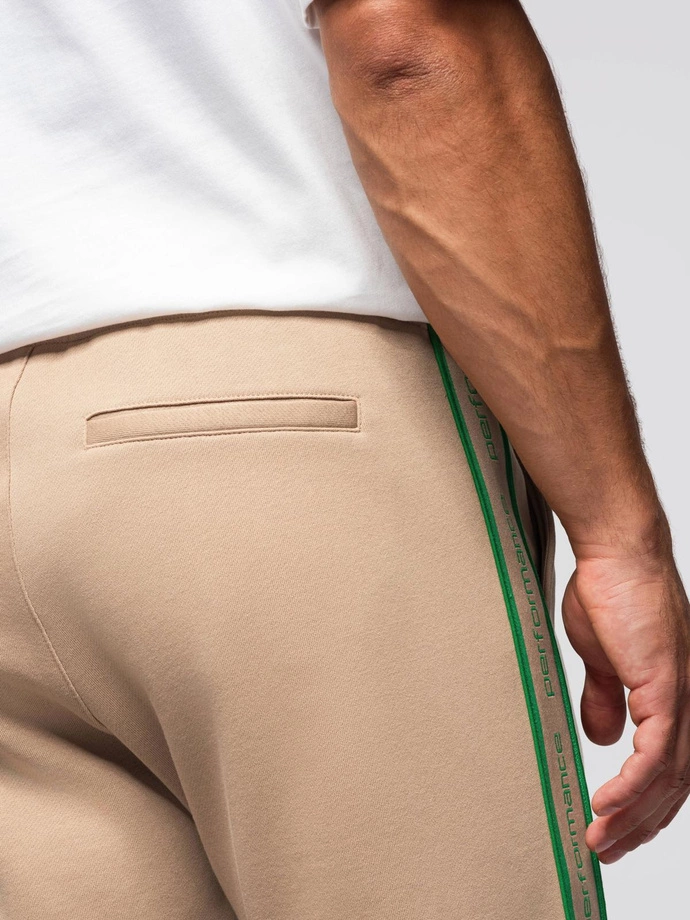 Pantaloni jogger sport pentru bărbați cu bordură - maro V1 OM-PASK-0284