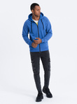 Men's unbuttoned hooded sweatshirt - blue V8 OM-SSZP-0124