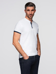 Men's collarless polo shirt - white V1 OM-TSCT-0156