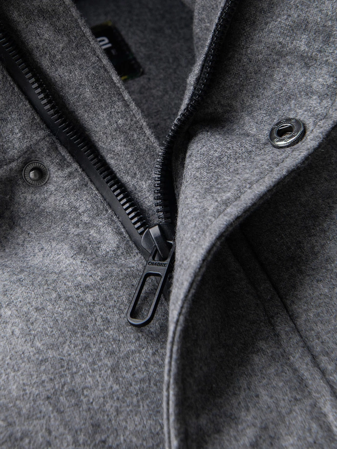 Men's lightweight jacket with mesh lining and hood - grey V1 OM-JAHP-0203