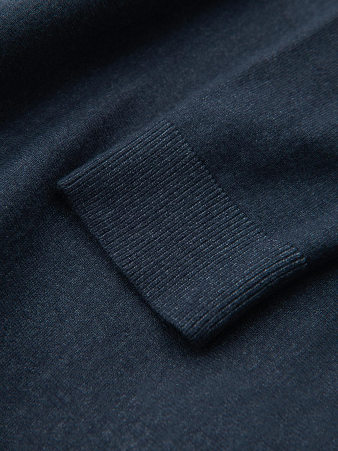 Men's knitted turtleneck with viscose - navy blue V4 OM-SWTN-0127