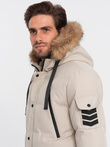 Men's winter parka jacket - beige V5 OM-JALJ-0132