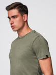 Men's t-shirt with wash effect - olive V4 OM-TSWT-0116